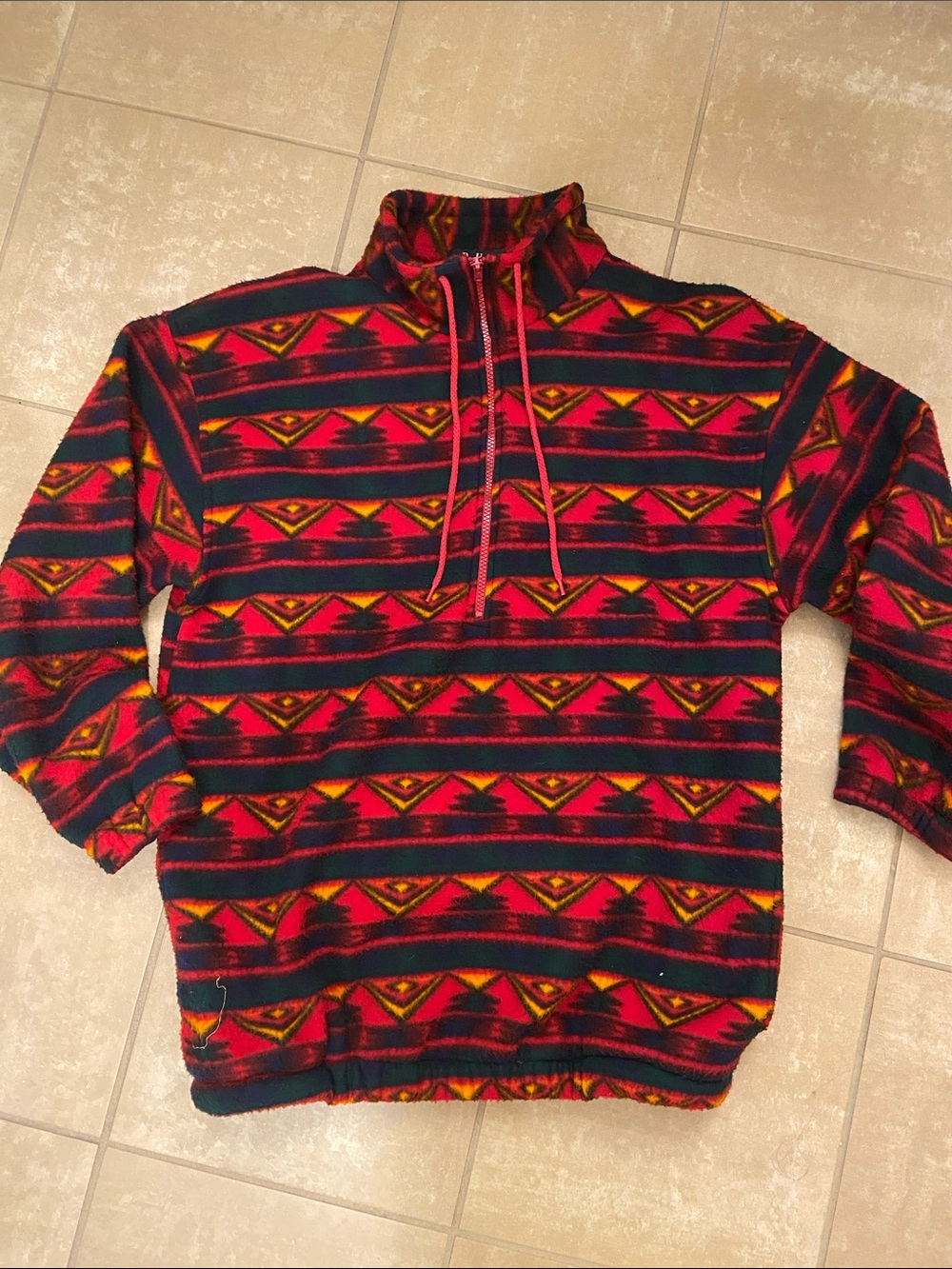 Vintage 1990s  Rue Twenty One Aztec-patterned half-zip fleece pullover